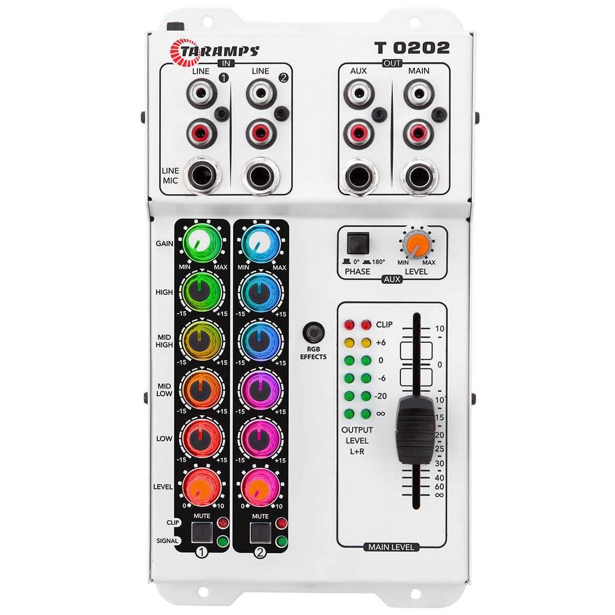Mesa de Som Taramps T0202 2 Canais Multicolor USB LED RGB Mesa de Som Taramps T0202 2 Canais Multicolor USB LED RGB